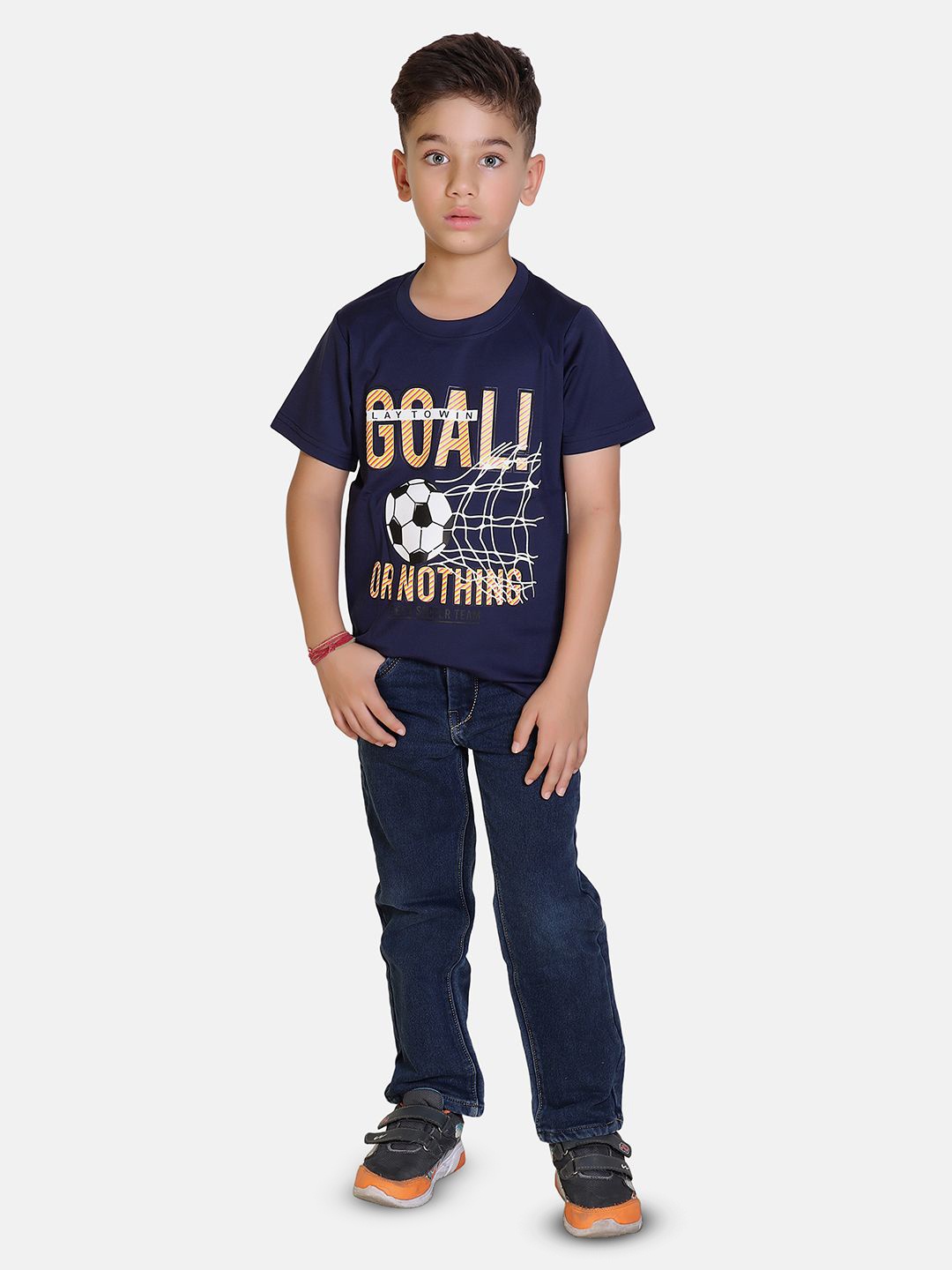 

BAESD Boys Typography Printed Round Neck Tshirt, Navy blue
