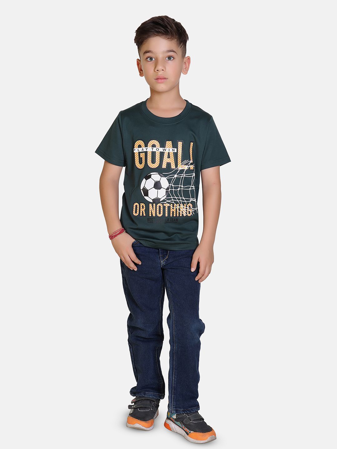 

BAESD Boys Typography Printed Round Neck Tshirt, Olive