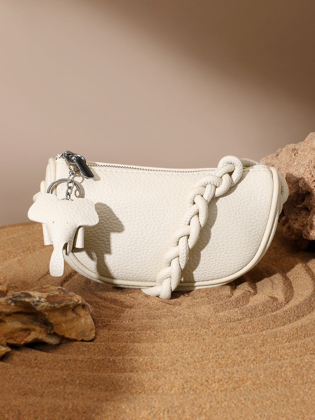 

HAUTE SAUCE by Campus Sutra Textured Leather Structured Shoulder Bag, White