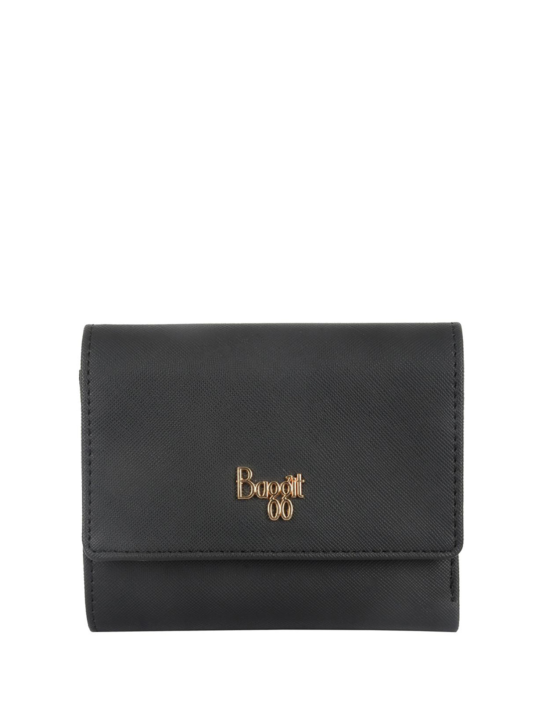 

Baggit Women Textured Three Fold Wallet, Black
