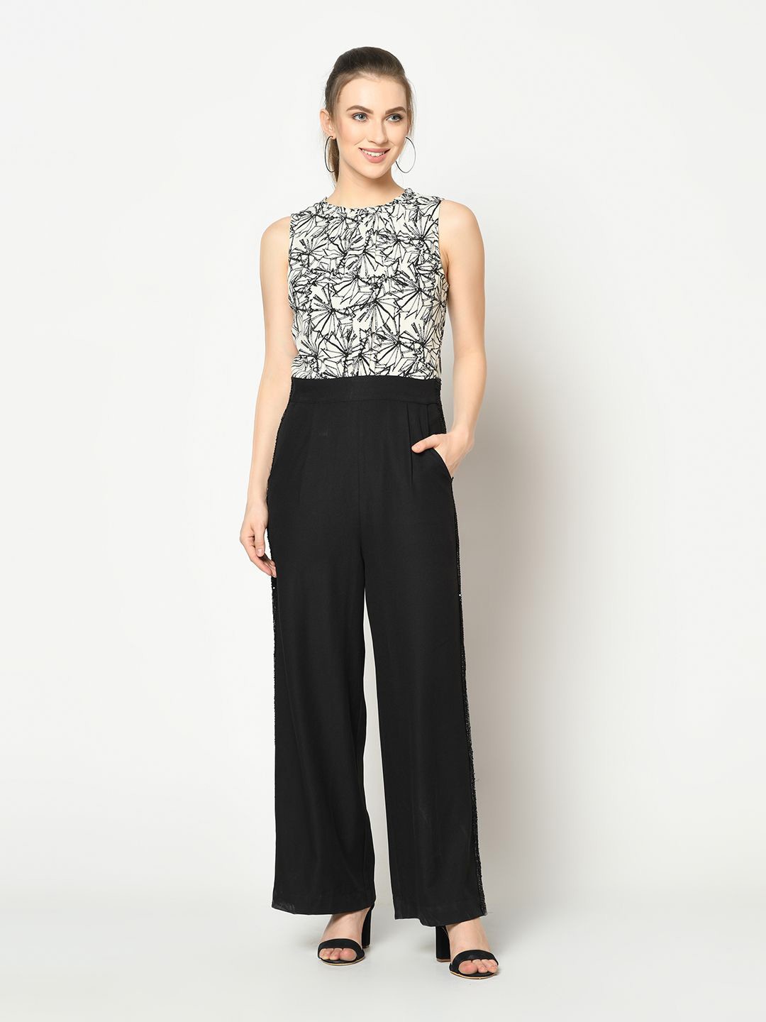 

SQew Printed Basic Jumpsuit, White