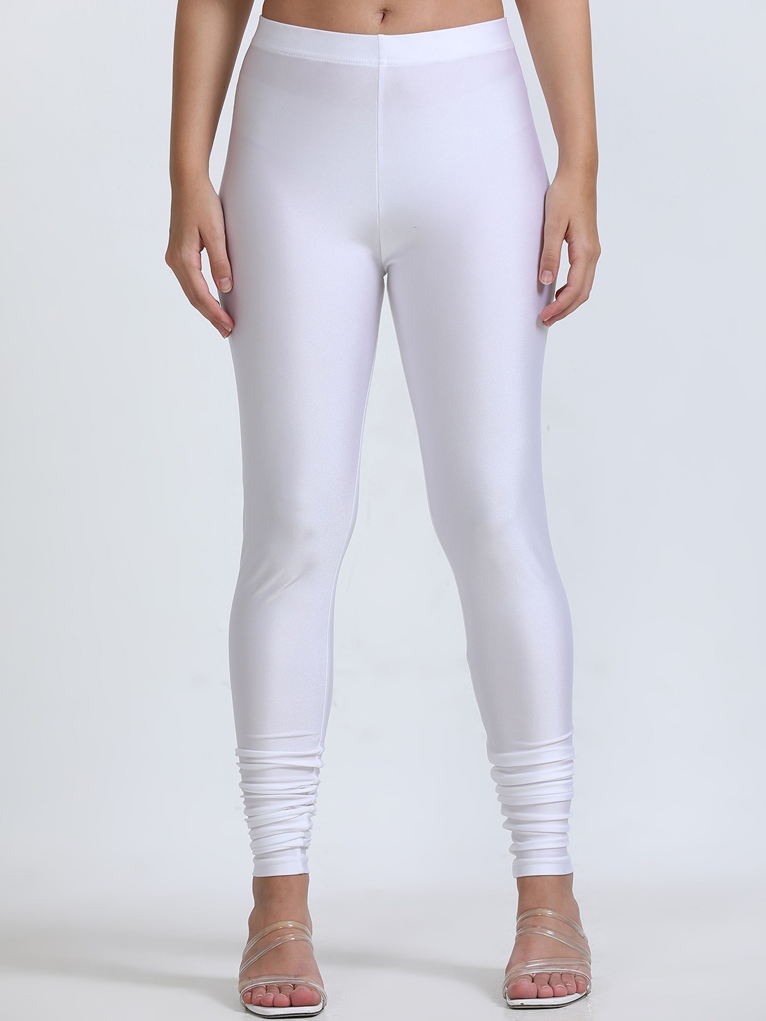 

Bottums Slim-Fit Shimmer Churidar Length Leggings, White