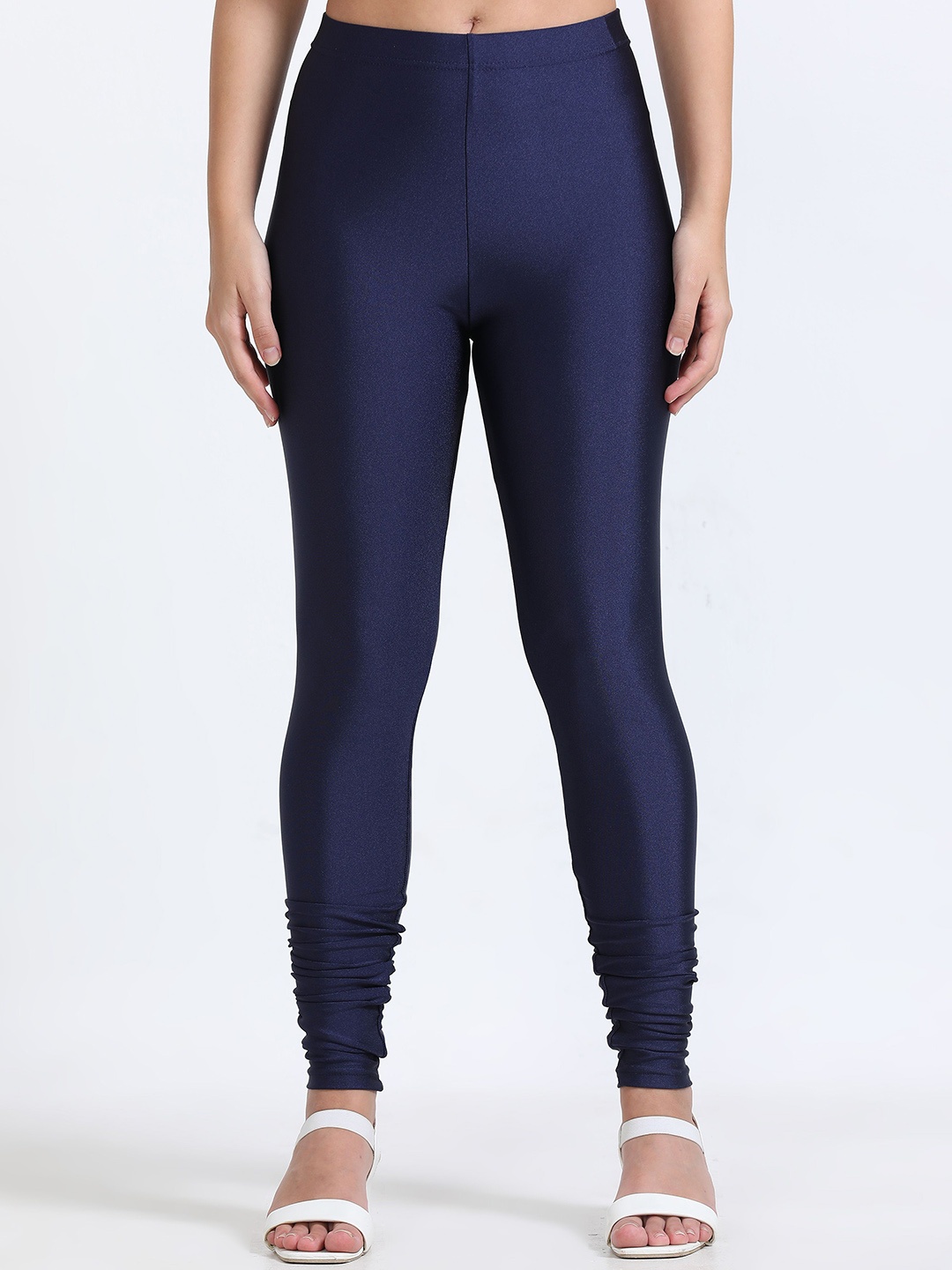 

Bottums Slim-Fit Shimmer Churidar Length Leggings, Navy blue