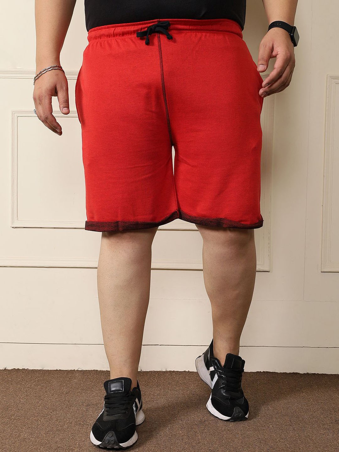 

bigbanana Plus Size Men Mid Rise Shorts, Red