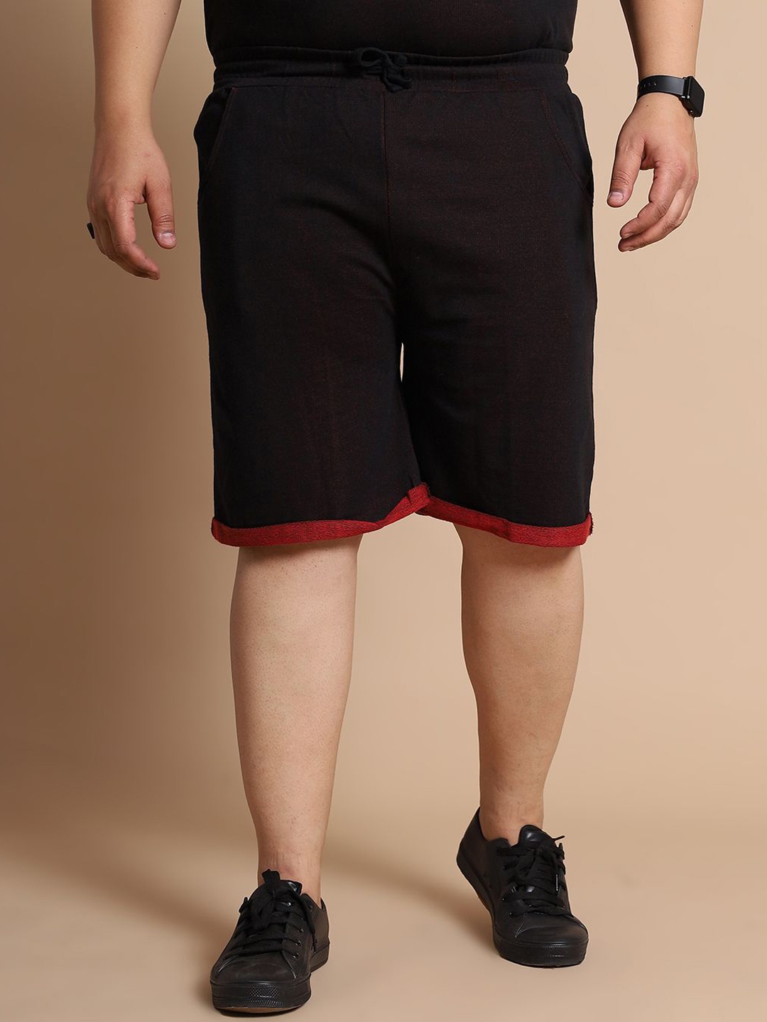 

bigbanana Men Mid Rise Regular Fit Plus Size Shorts, Black