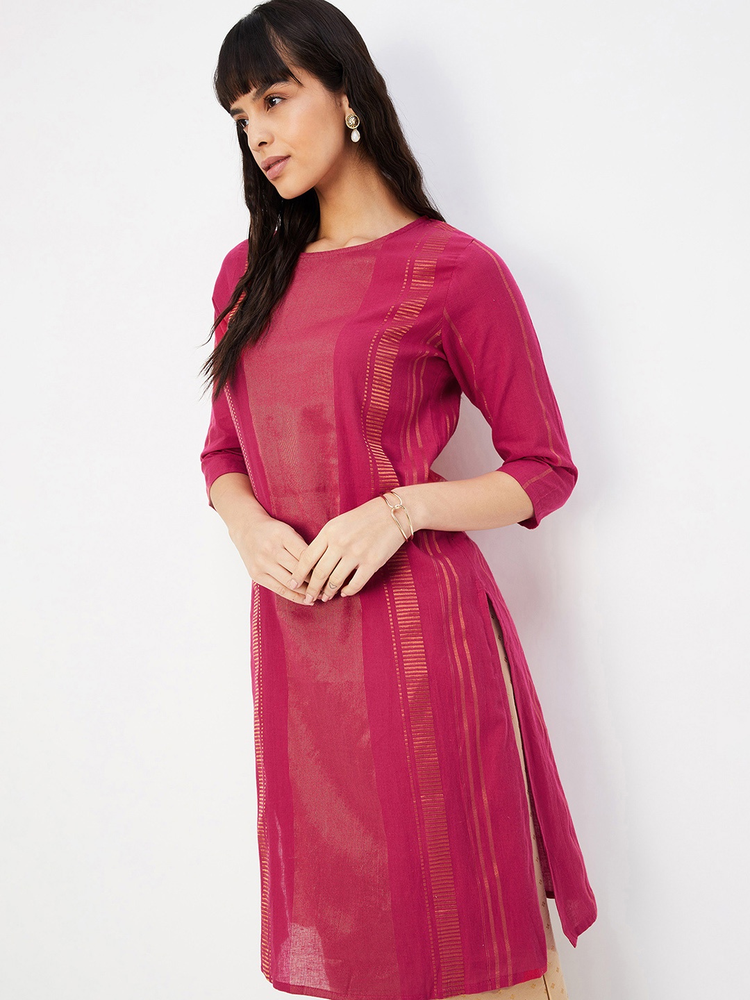 

max Women Thread Work Kurta, Pink