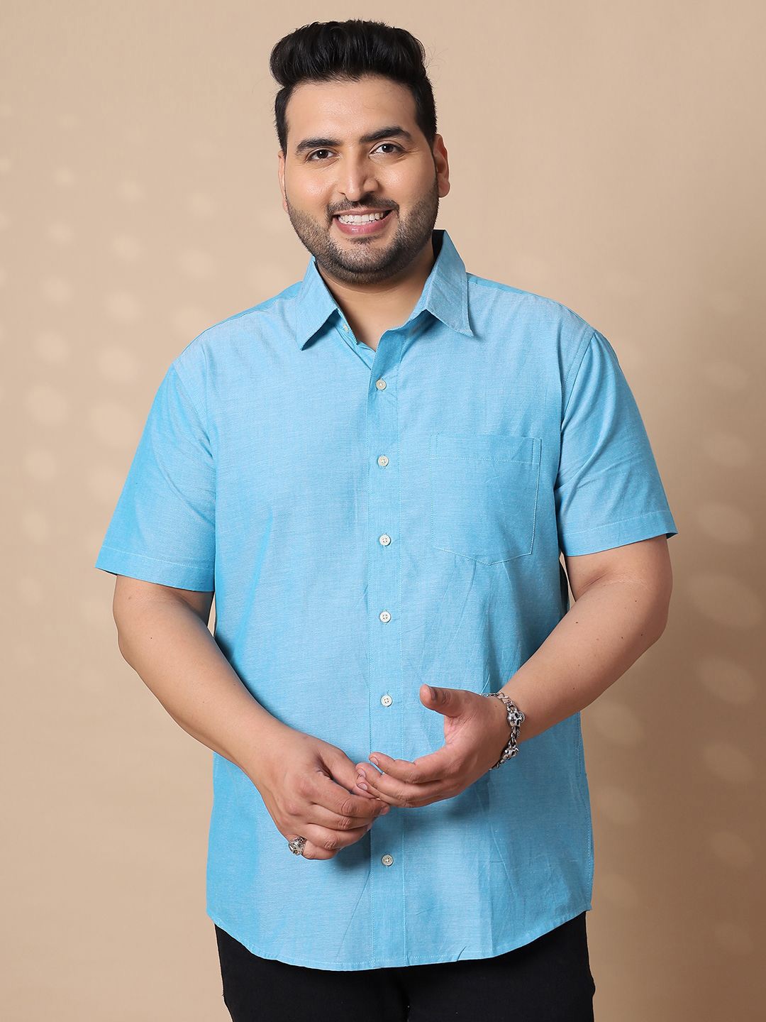 

bigbanana Men Solid Plus Size Casual Shirt, Blue