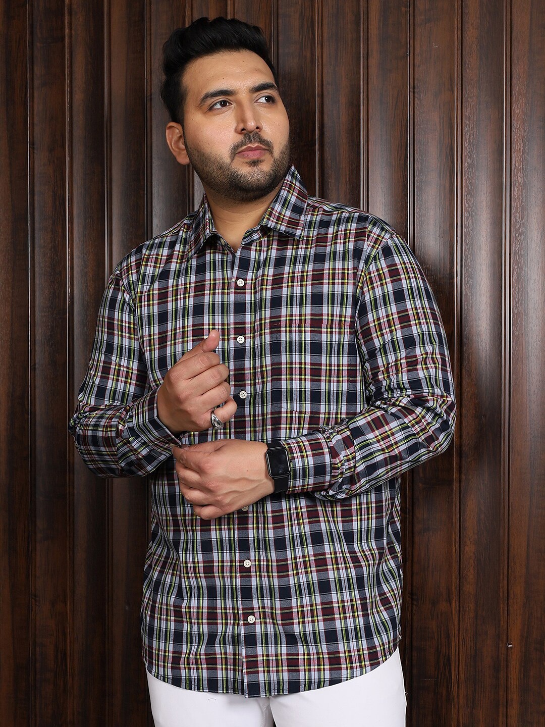 

bigbanana Men Plus Size Checked Shirt, Navy blue