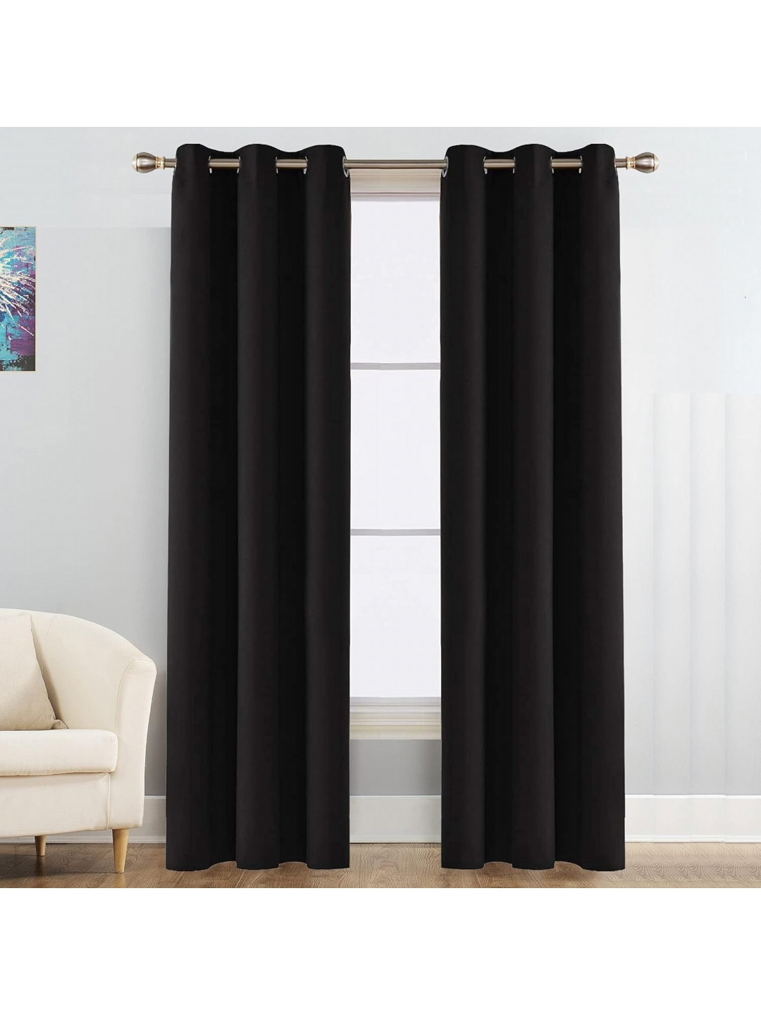 

JARS Collections JBG Home Store Pack of 2 Black Room Darkening Blackout Window Curtains