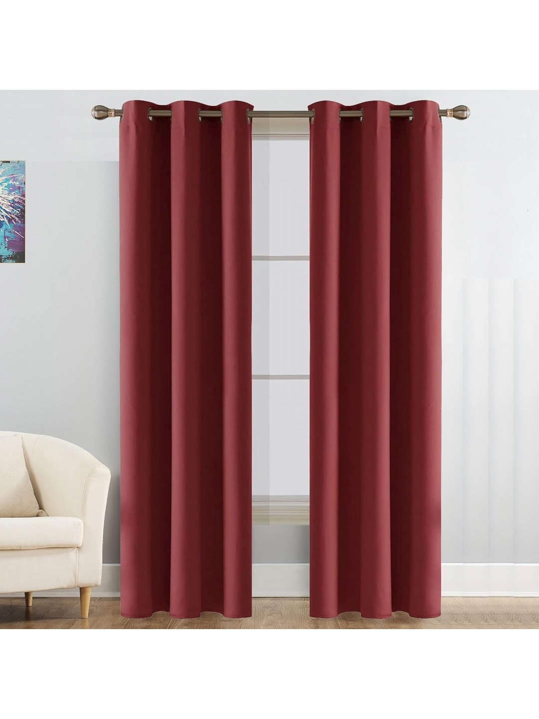 

JARS Collections JBG Home Store Pack of 2 Maroon Room Darkening Blackout Window Curtains