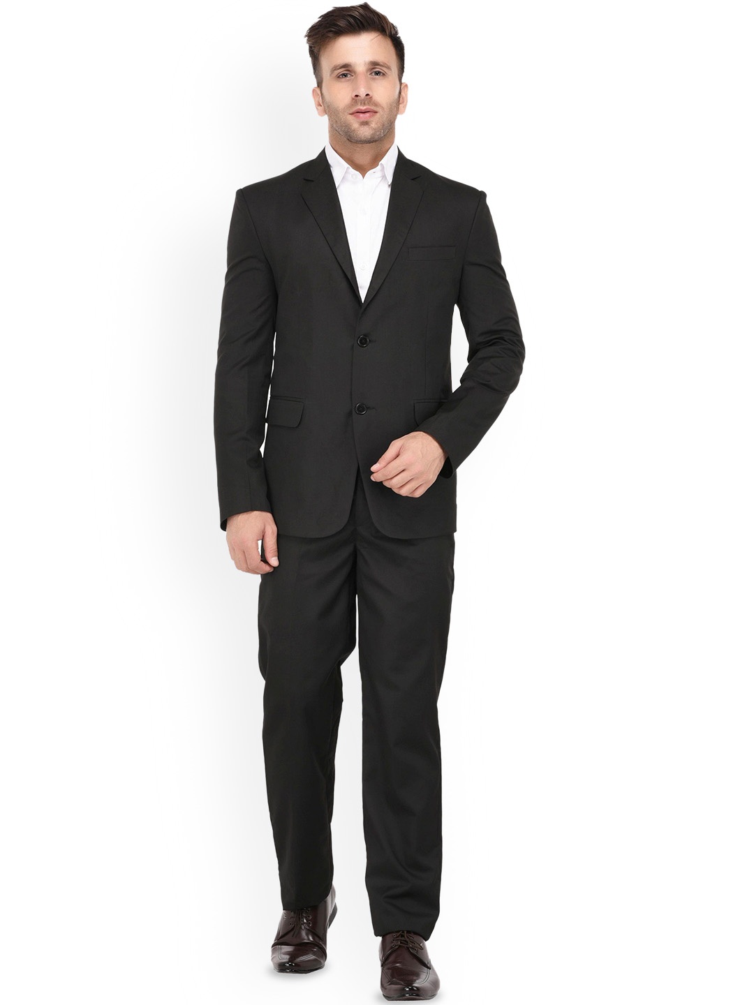 

REFULGENT Men Single-Breasted Three-Piece Formal Suit, Black