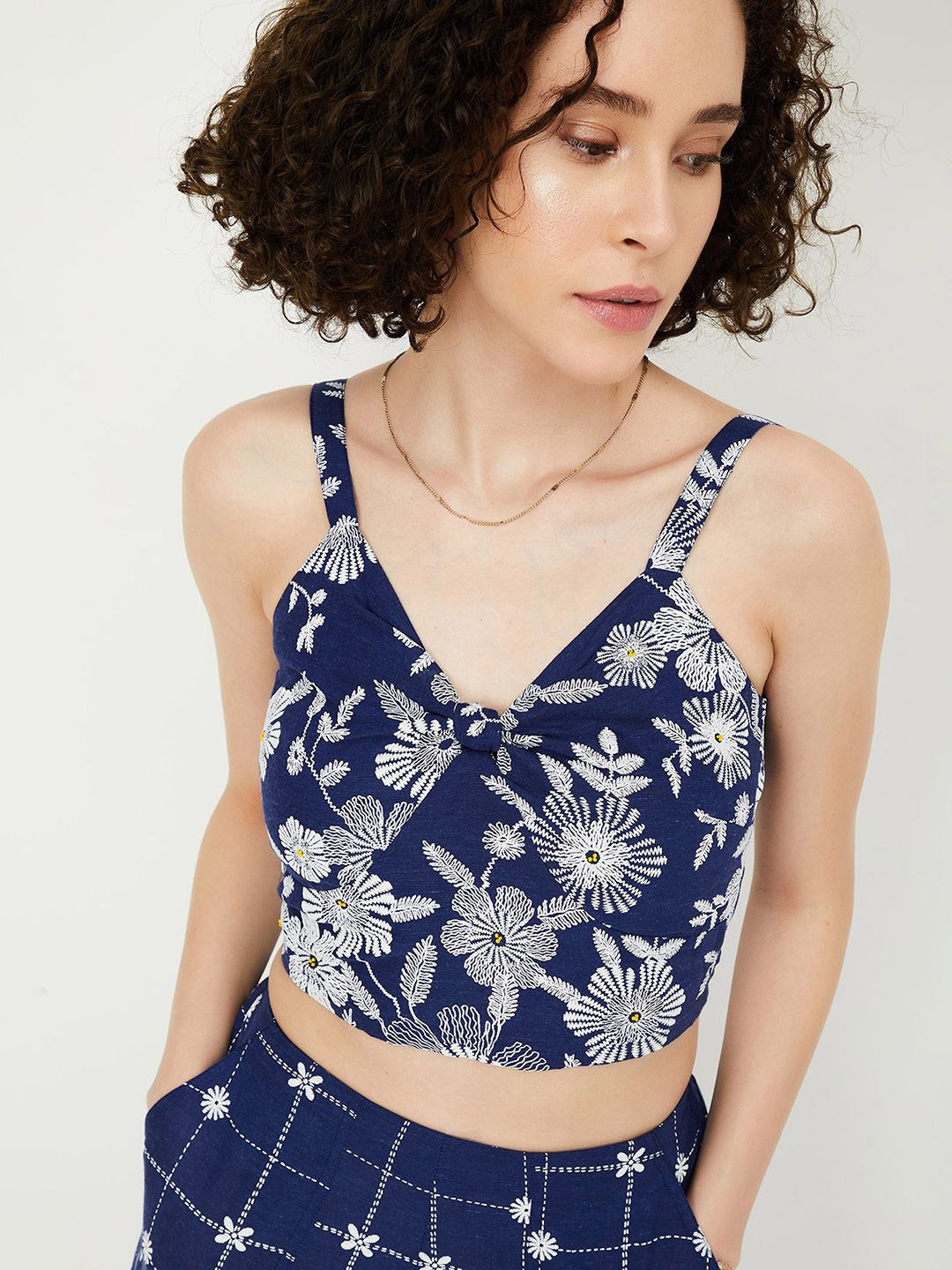 

max Floral Print Crop Top, Blue