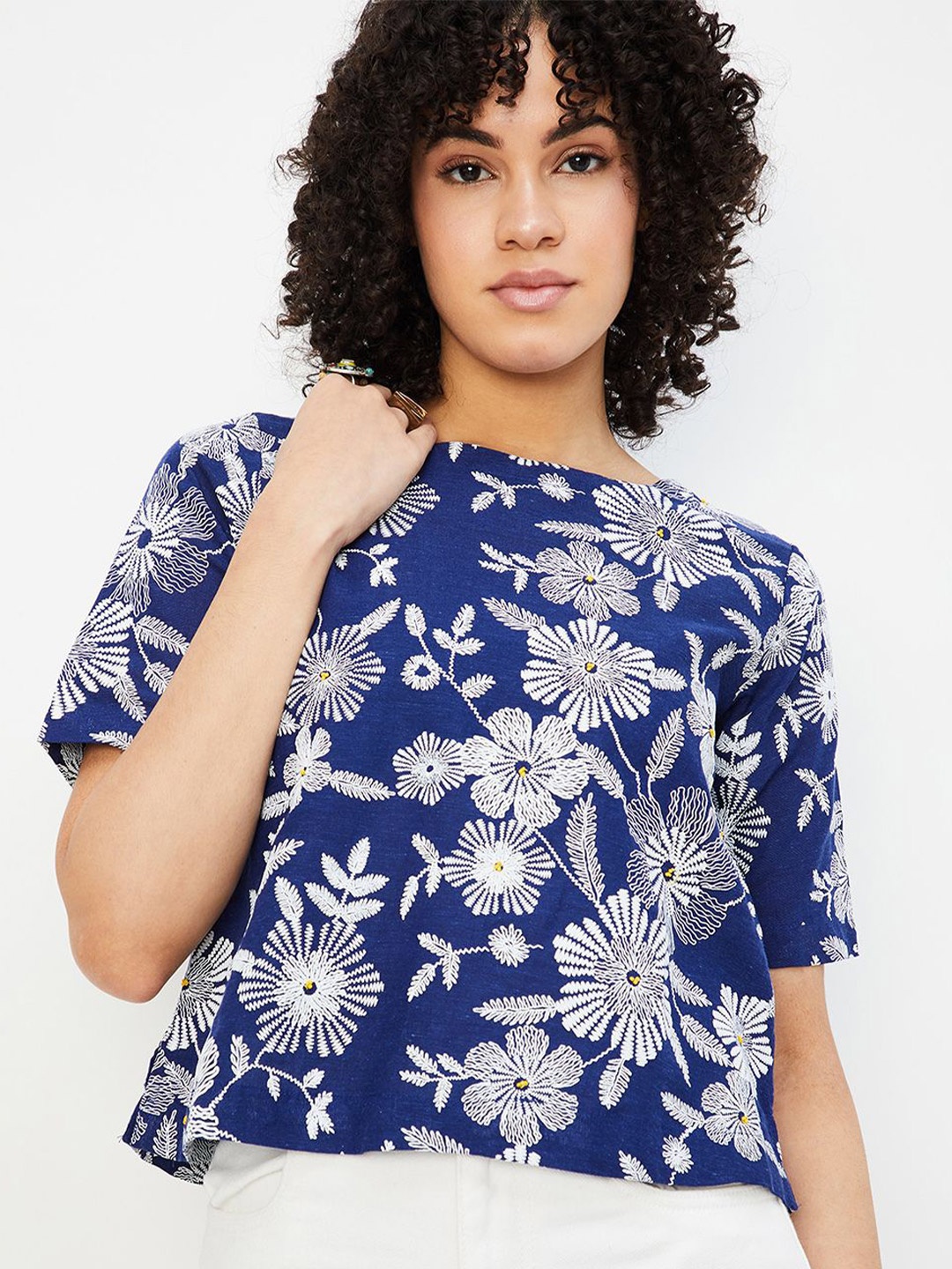 

max Floral Print Top, Blue