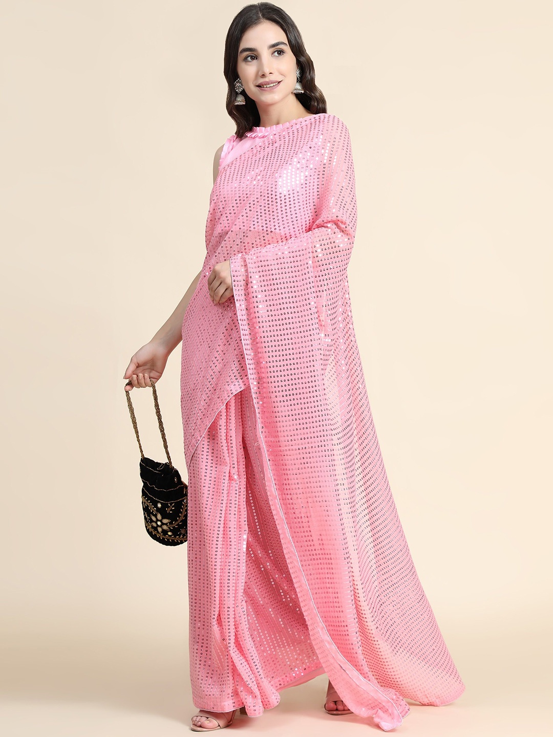 

KALINI Embellished Sequinned Saree, Pink