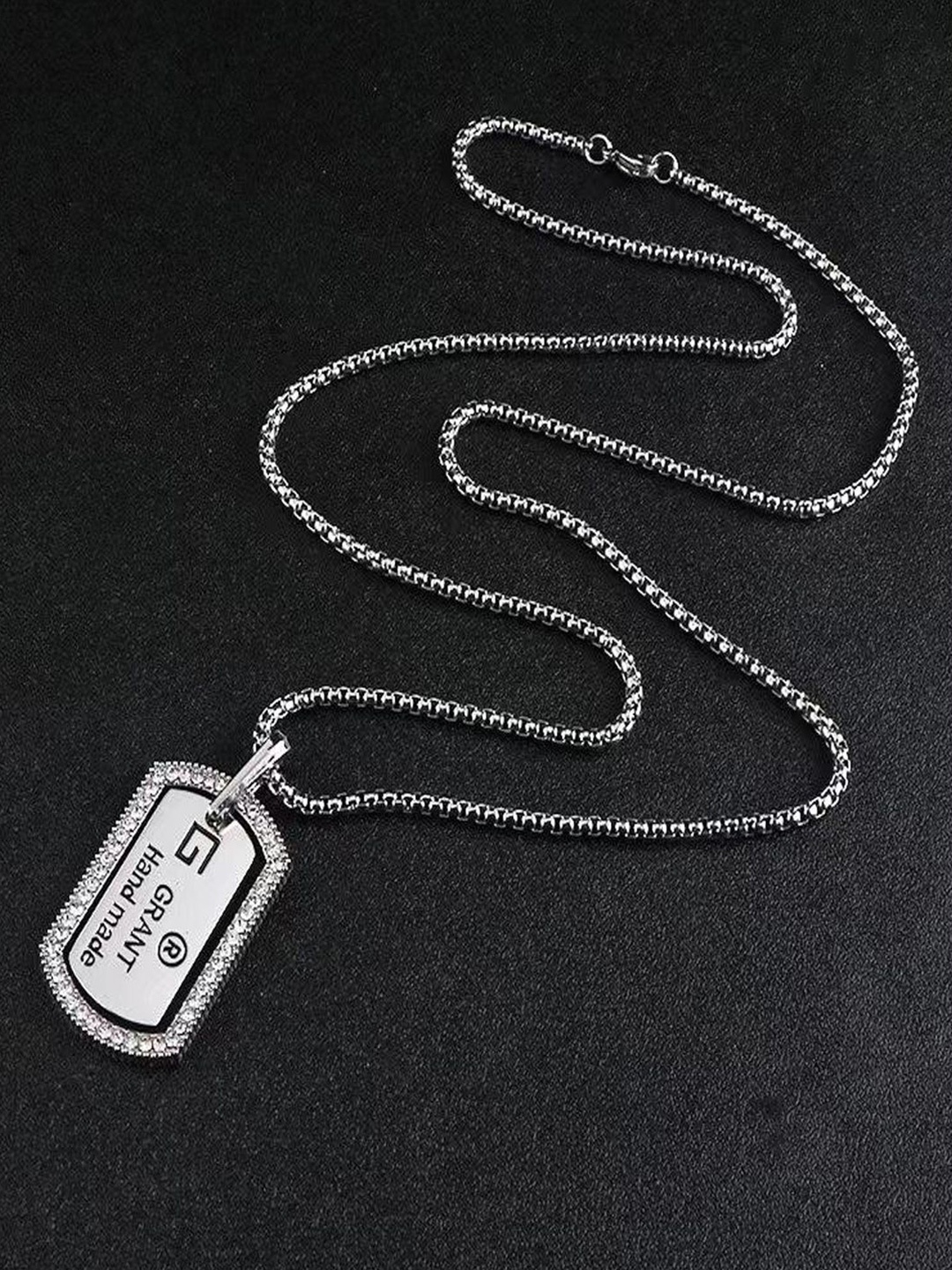 

Krelin Men Silver Plated Geometric Shaped Stainless Steel Pendant With Chain