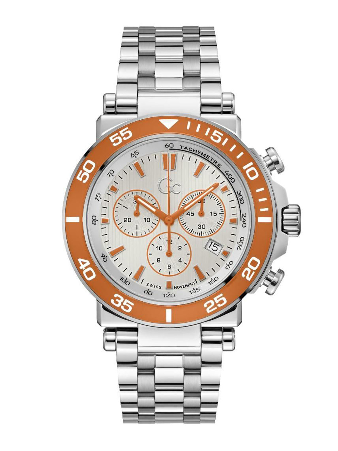 

GC Men Brass Embellished Dial & Bracelet Style Straps Analogue Watch Z14010G1MF, White