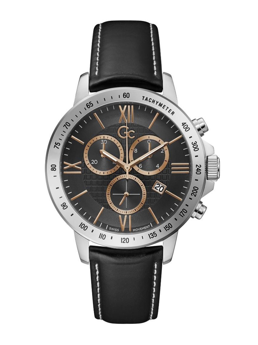 

GC Men Brass Dial & Leather Straps Chronograph Analogue Watch Y91001G2MF, Black