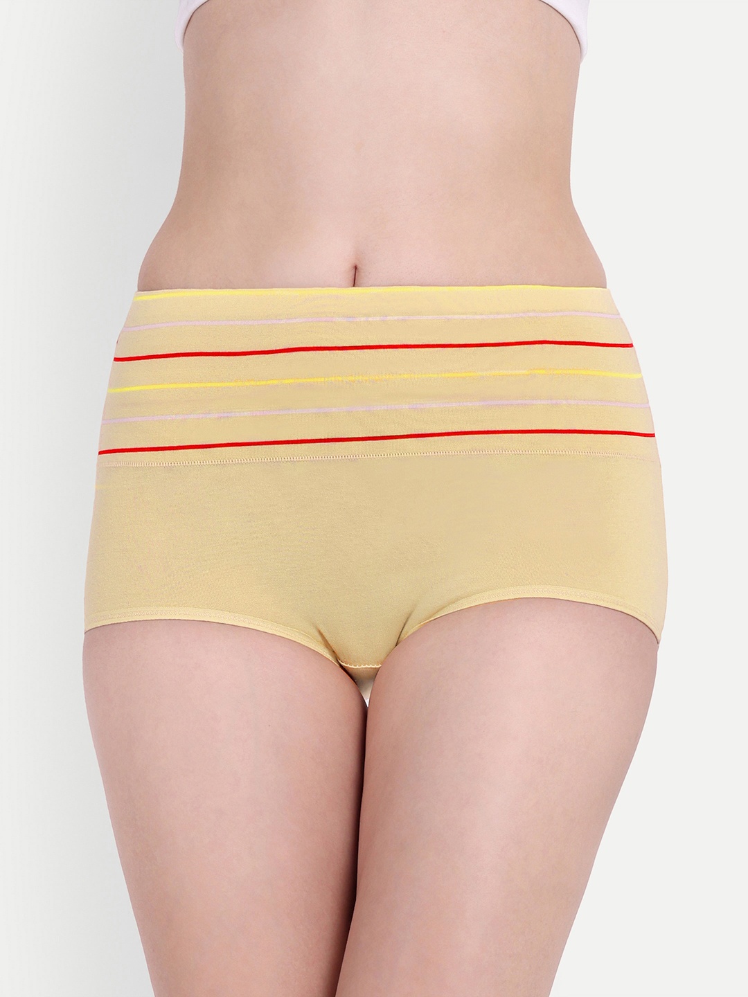 

Taslar High-Rise Striped Hipster Briefs, Cream
