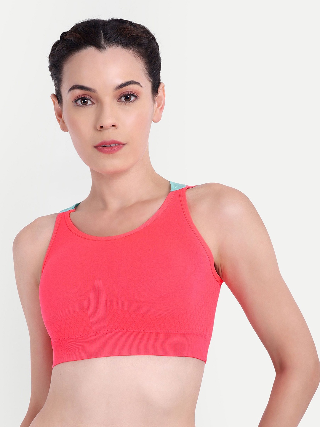 

Taslar Full Coverage Lightly Padded Rapid-Dry Workout Bra- Anti Microbial, Pink