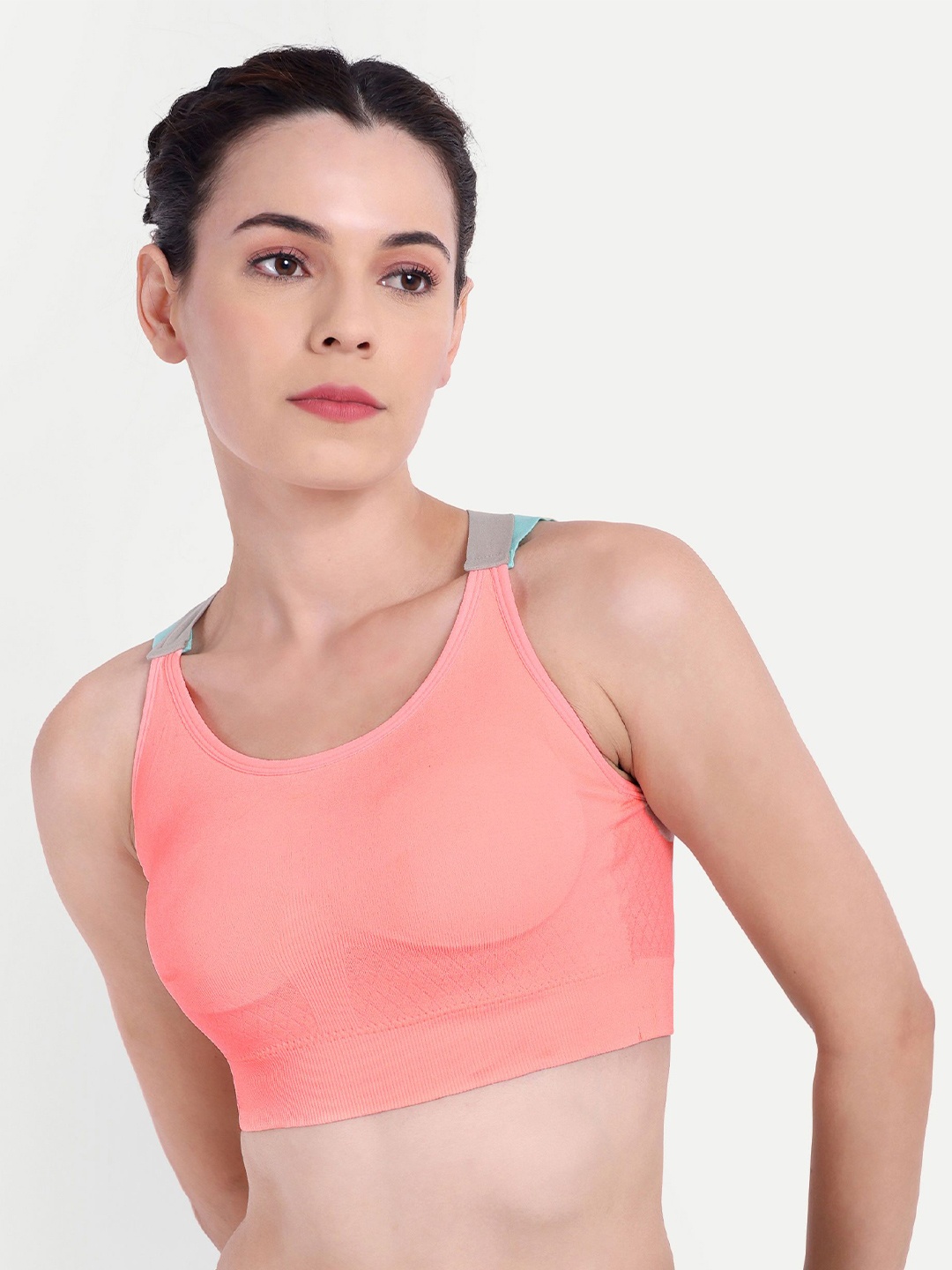 

Taslar Full Coverage Lightly Padded Rapid-Dry Workout Bra- Anti Microbial, Orange