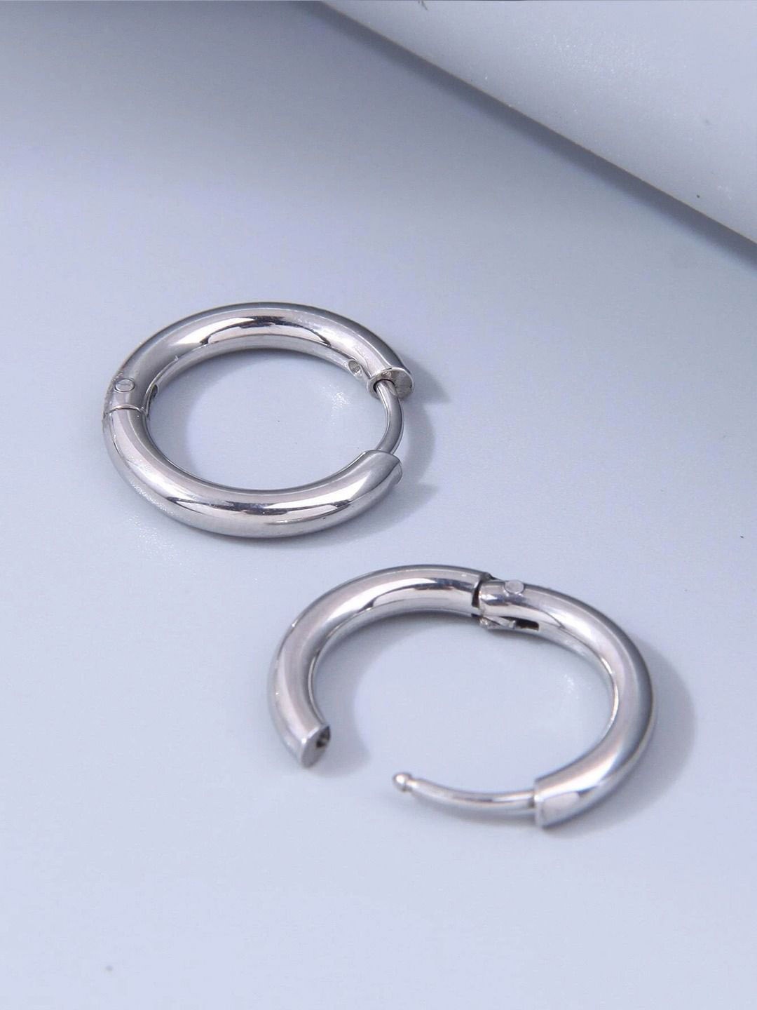 

VAGHBHATT Men Circular Hoop Earrings, Silver