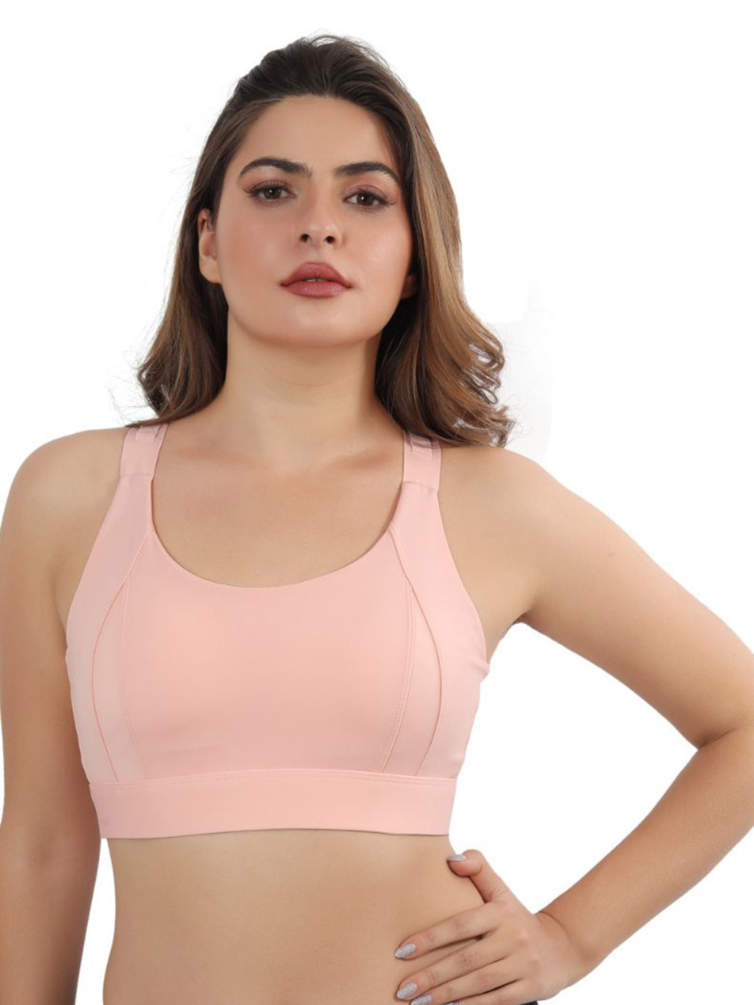 

Bella Voste Lightly Padded Dry Fit High Support Workout Bra-All Day Comfort, Pink