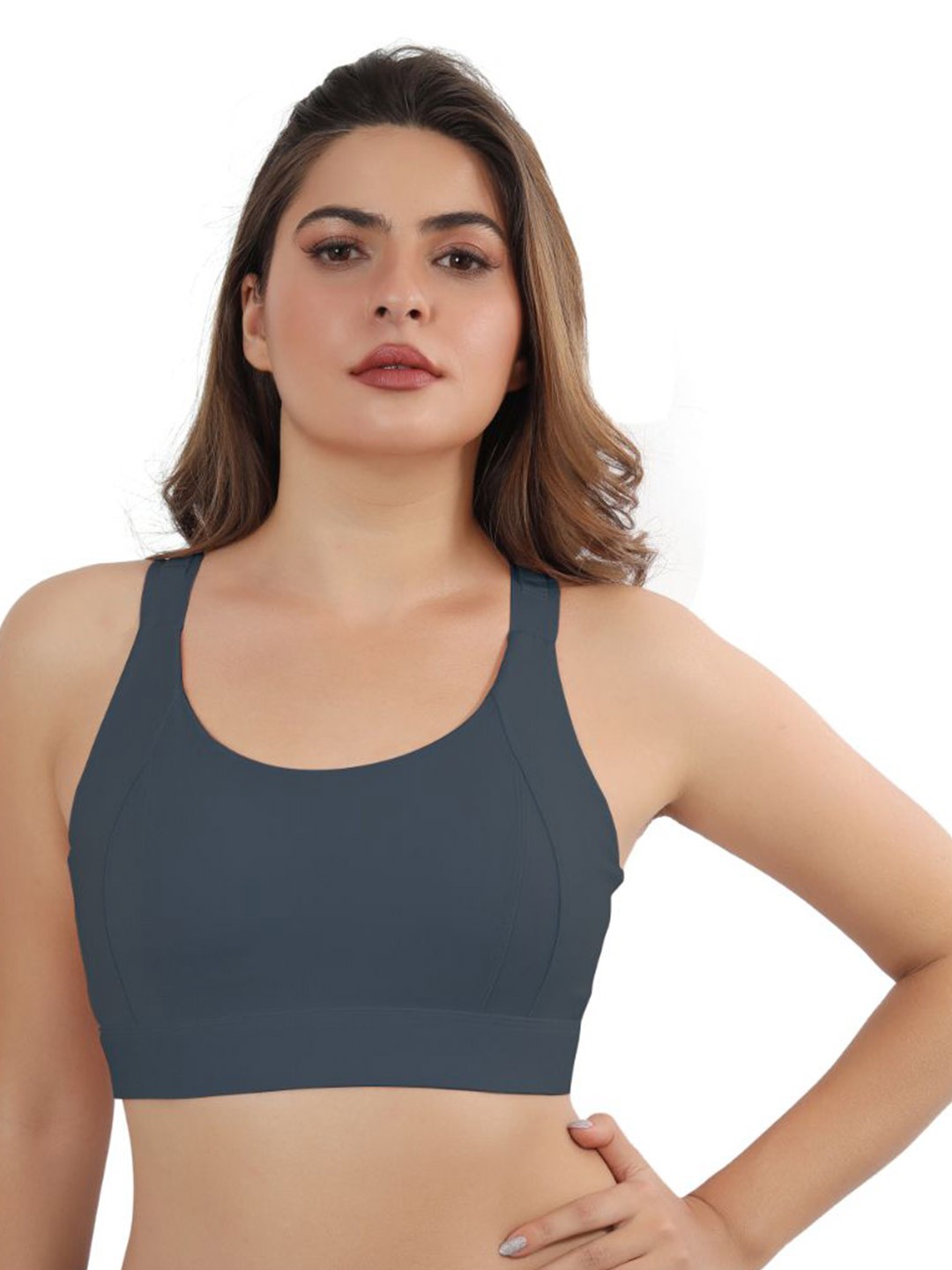 

Bella Voste Lightly Padded Rapid-Dry High Support Workout Bra- Moisture Wicking, Blue