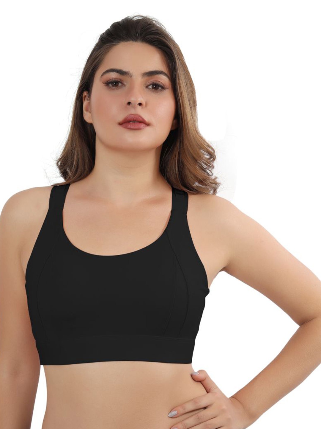 

Bella Voste Lightly Padded Anti Odour High Support Workout Bra- Moisture Wicking, Black