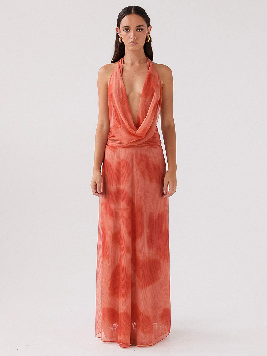 

LULU & SKY Tie and Dye Maxi Dress, Orange