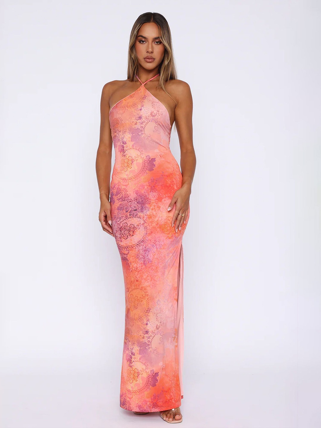 

LULU & SKY Abstract Printed Maxi Dress, Orange