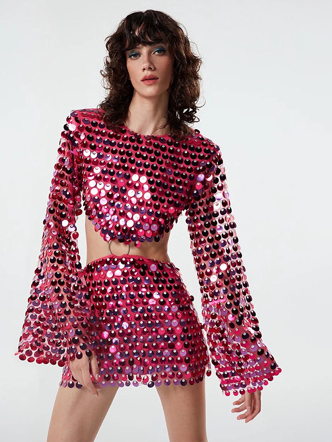 

LULU & SKY Embellished Fit & Flare Mini Dress, Pink