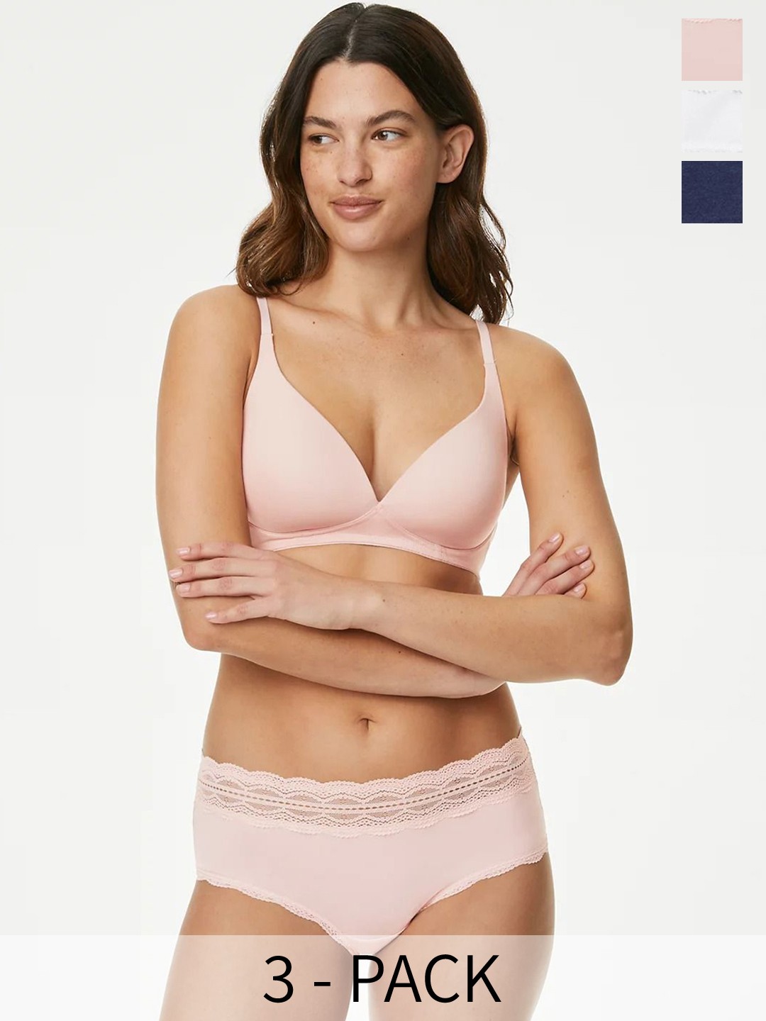 

Marks & Spencer Pack of 3 Low Rise Shorts Briefs T614282SSOFT PINK, Blue