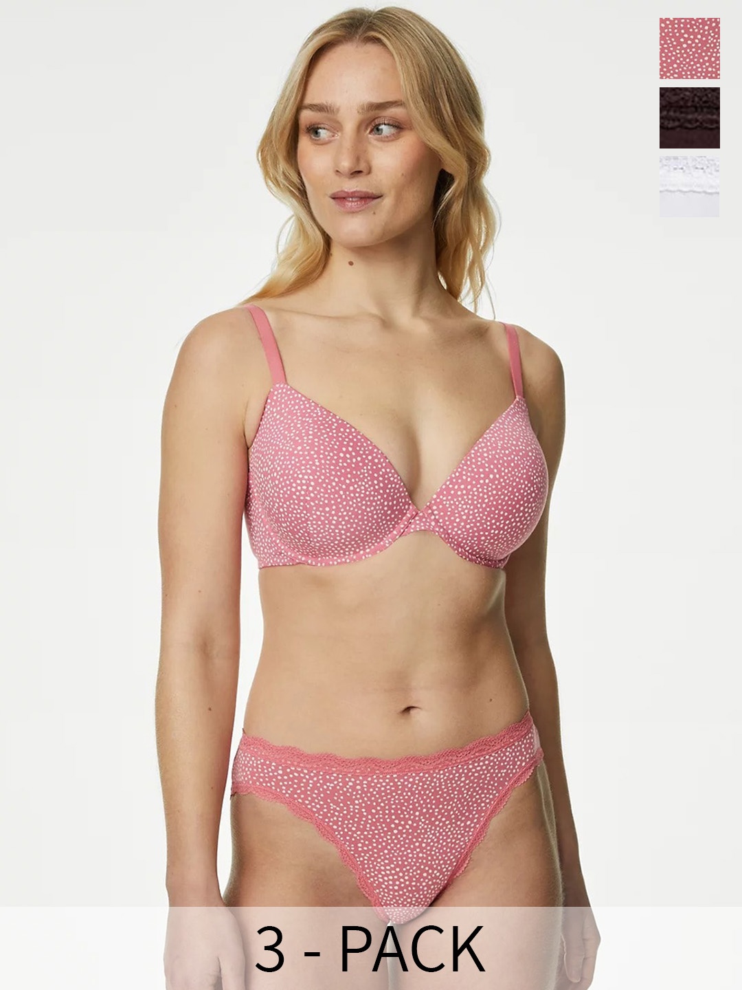 

Marks & Spencer Pack of 3 Printed Cotton Basic Briefs T614863LPINK MIX, Pink