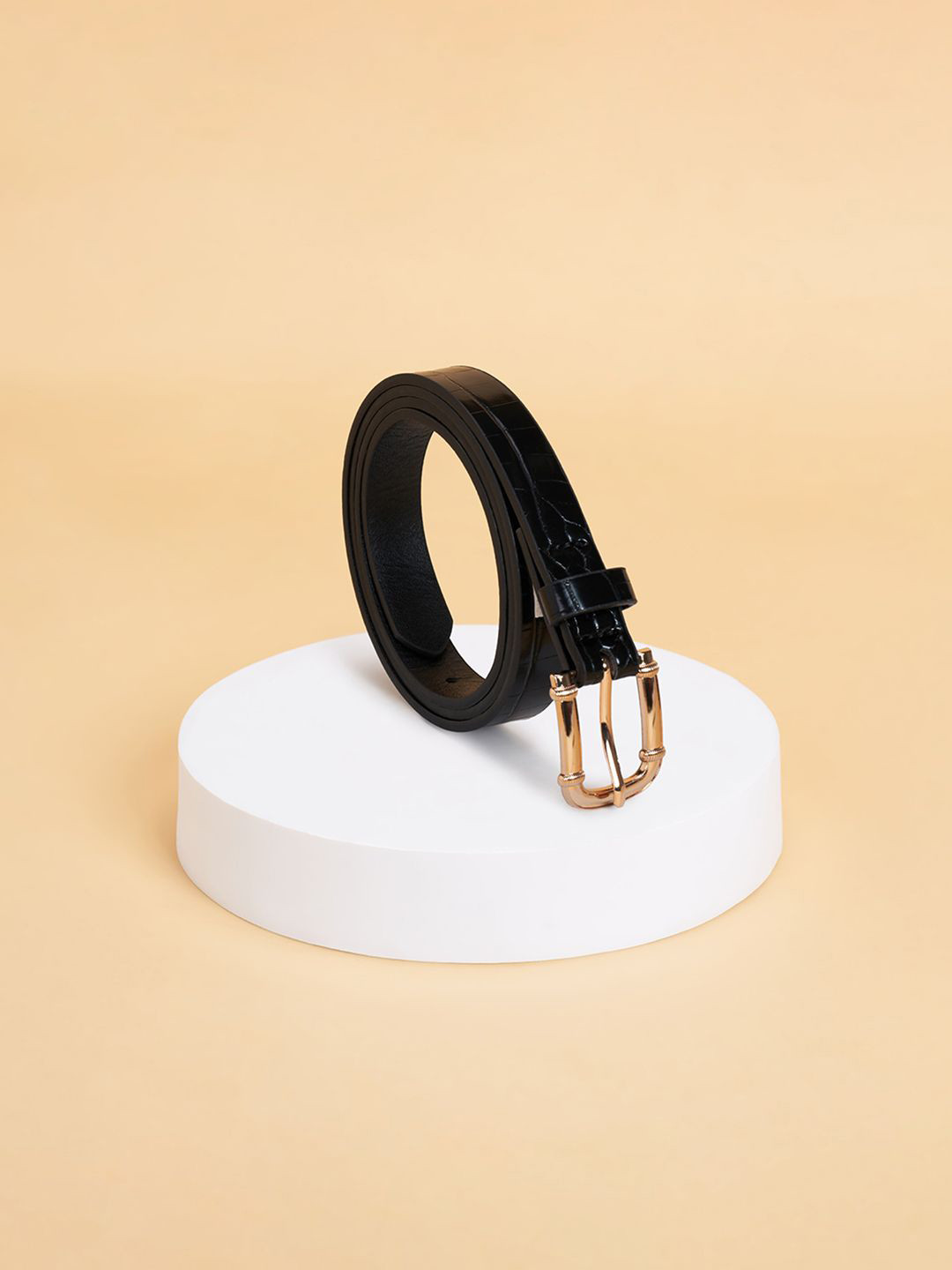 

Forever Glam by Pantaloons Women Textured PU Belt, Black