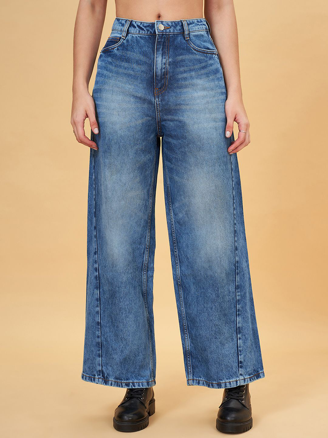 

SF JEANS by Pantaloons Women High-Rise Low Distress Heavy Fade Jeans, Blue