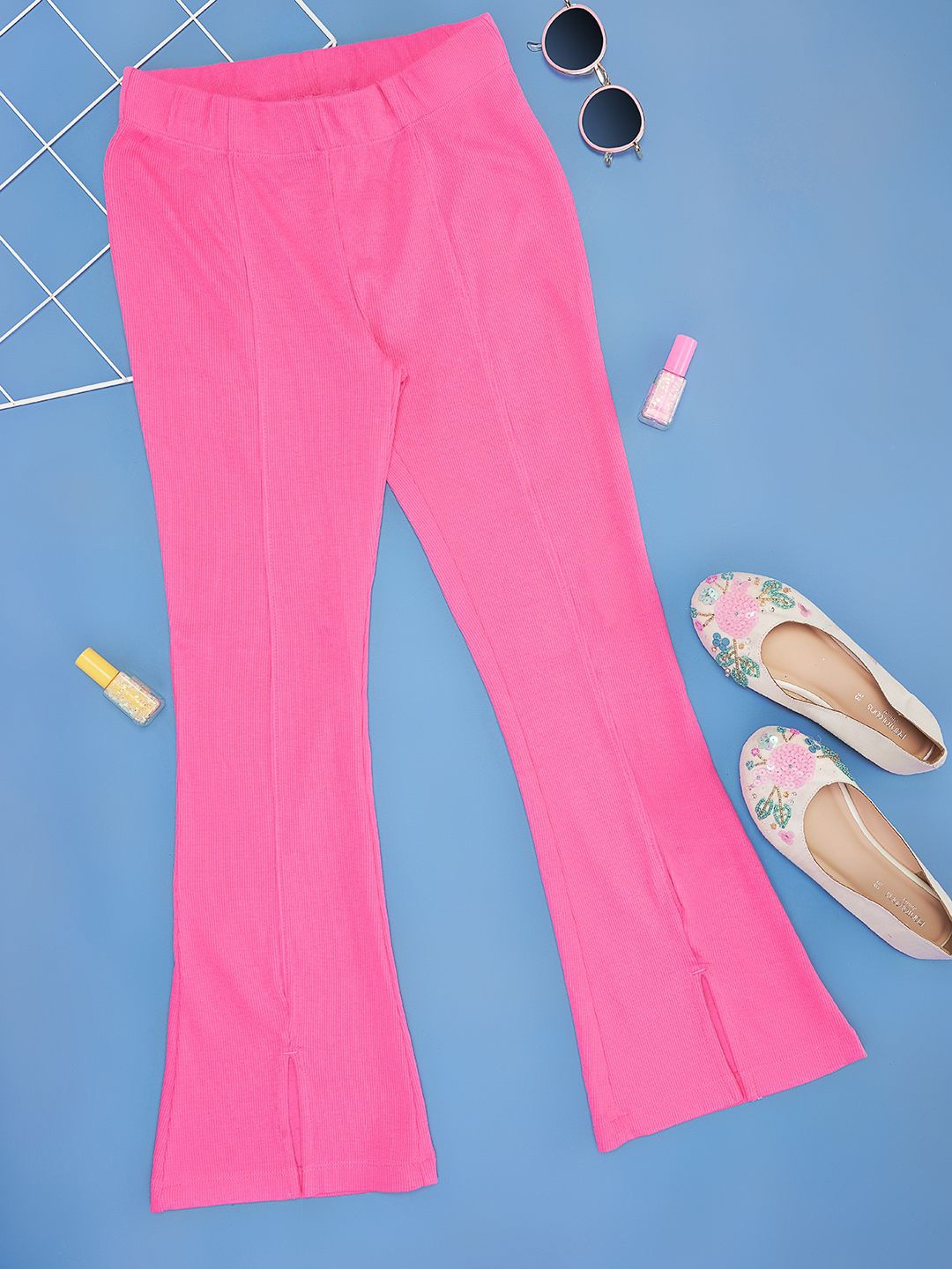 

Pantaloons Junior Girls Bootcut Trousers Mid-Rise Trousers, Pink
