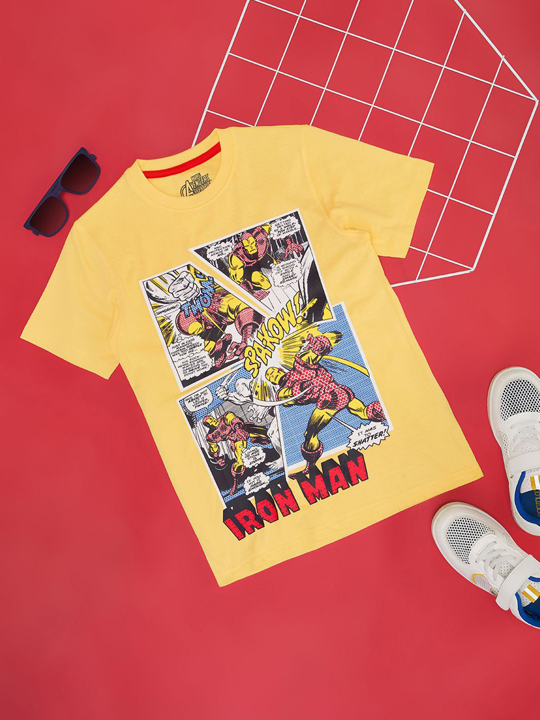 

Pantaloons Junior Boys Superhero Printed Marvel Round Neck T-shirt, Yellow