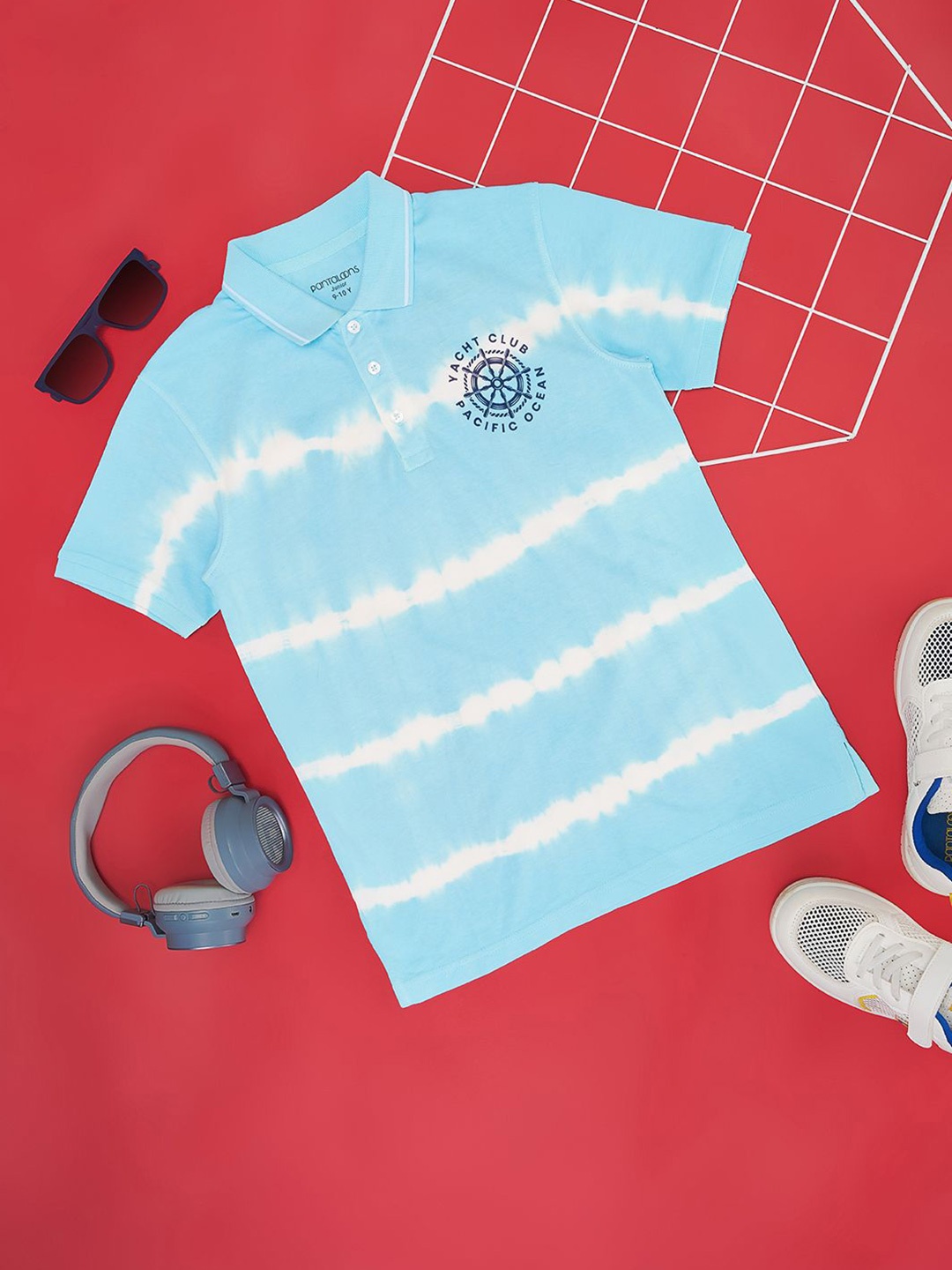 

Pantaloons Junior Boys Dyed Graphic Printed T-shirt, Blue