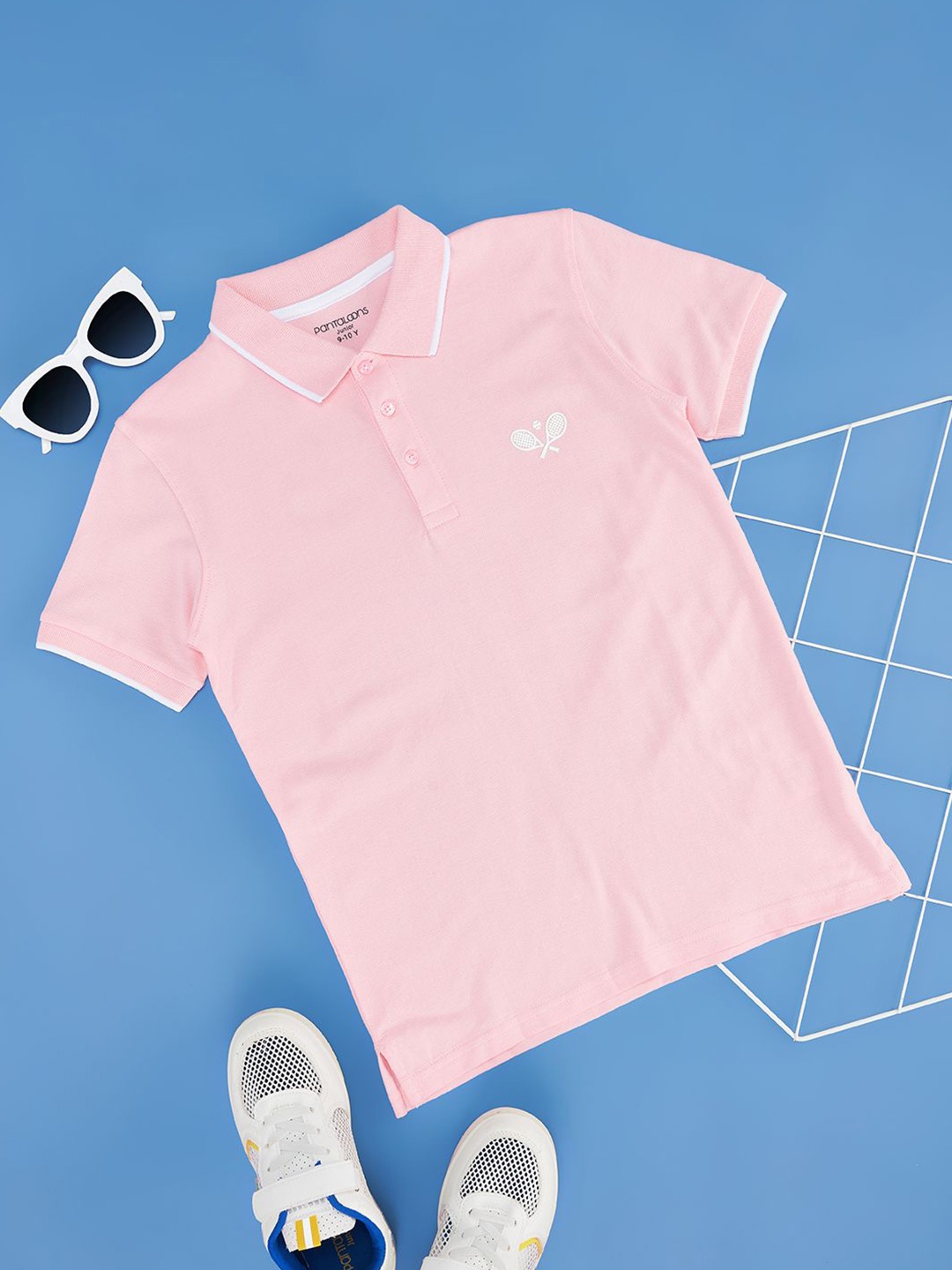 

Pantaloons Junior Boys Embroidered Solid Polo Collar T-shirt, Pink