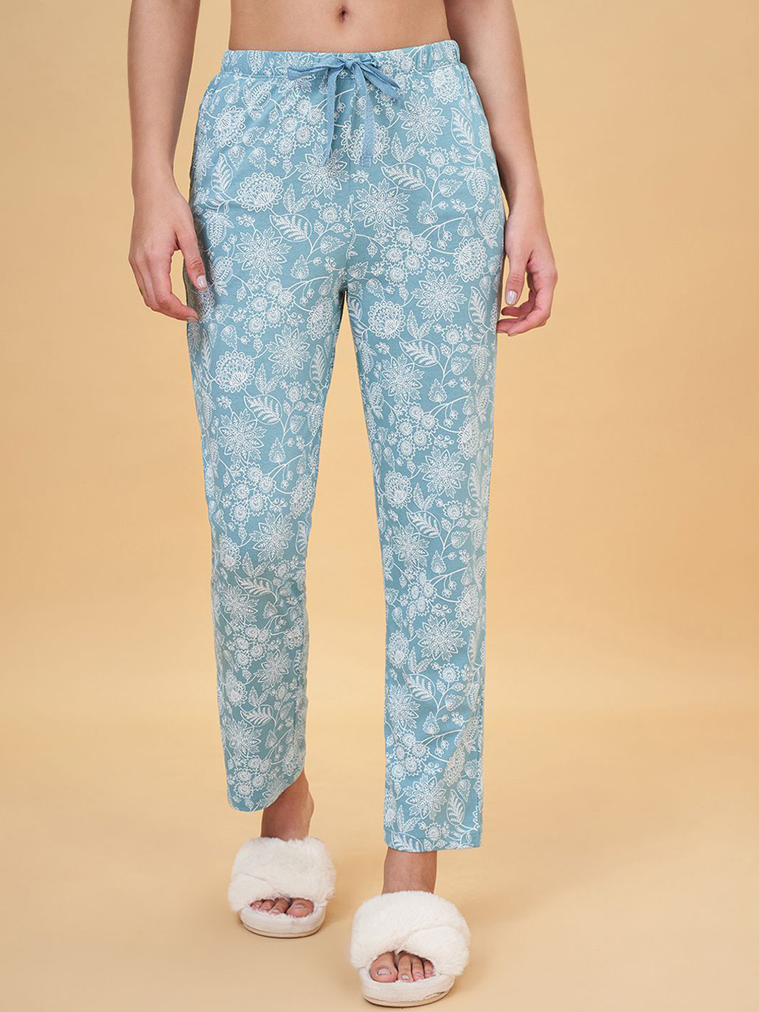 

Dreamz by Pantaloons Printed Mid Rise Pure Cotton Lounge Pant, Blue