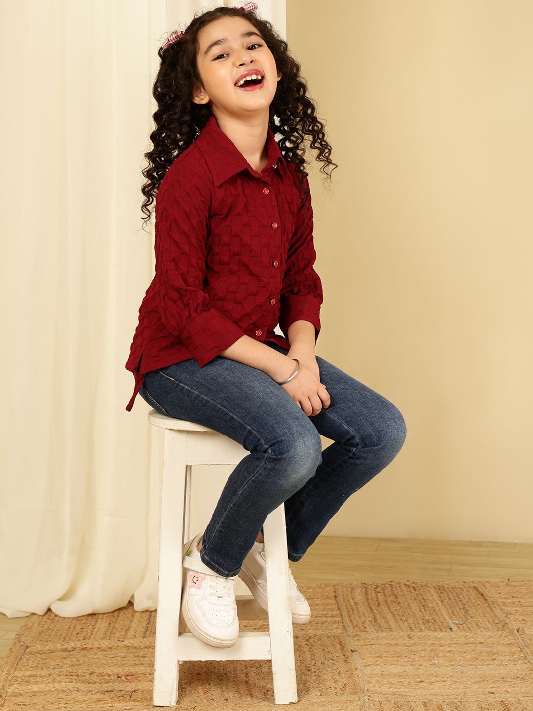 

BAESD Girls Solid Shirt Style Top, Maroon