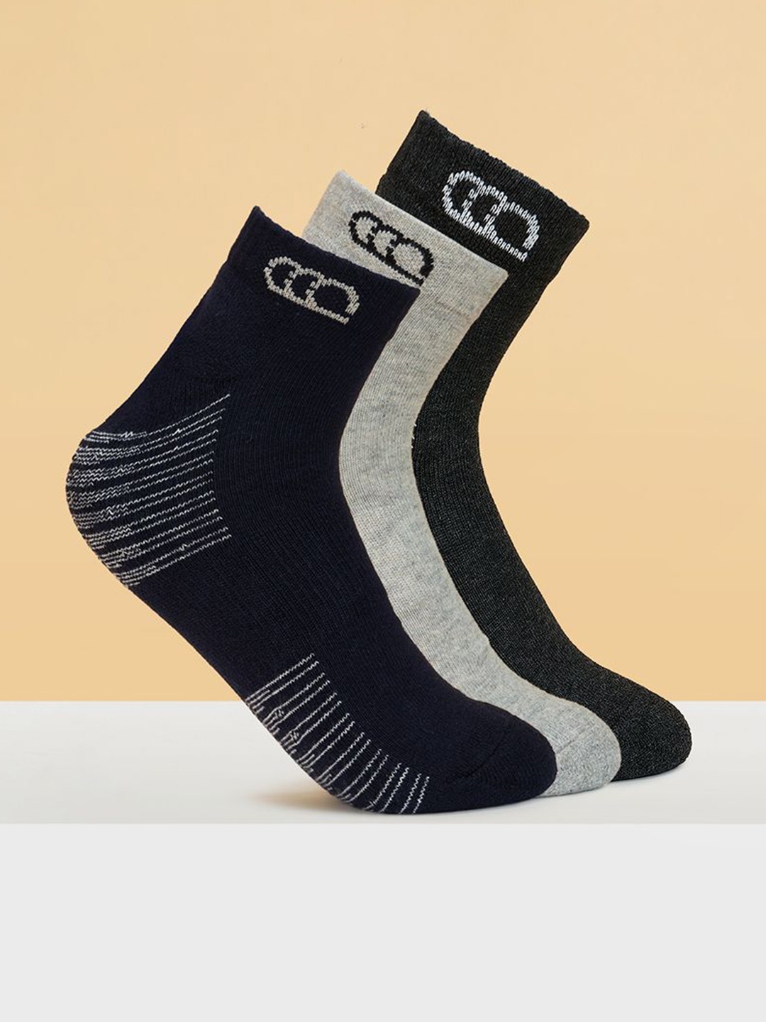 

Ajile by Pantaloons Men Pack Of 3 Patterned Calf-Length Socks, Navy blue