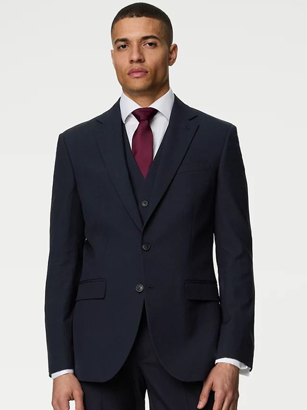

Marks & Spencer Notched Lapel Single Breasted Formal Blazer, Navy blue