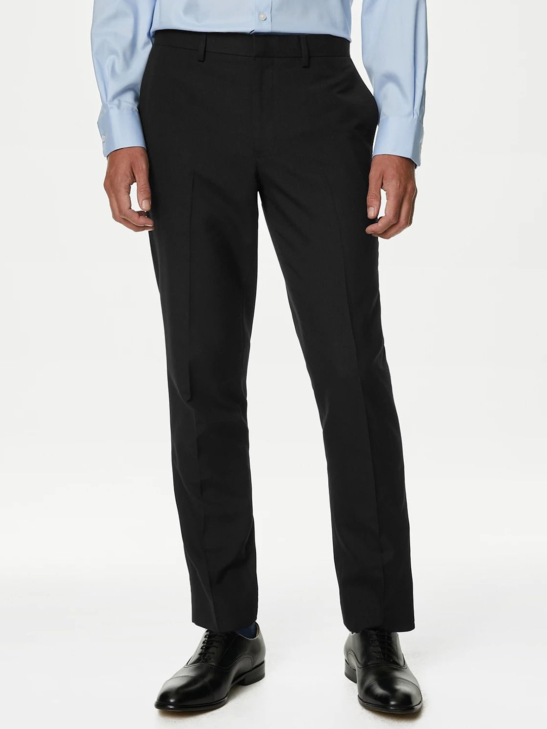 

Marks & Spencer Men Slim Fit Mid-Rise Formal Trousers, Black