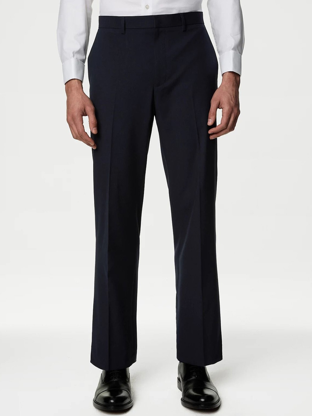 

Marks & Spencer Men Mid-Rise Formal Trousers, Navy blue