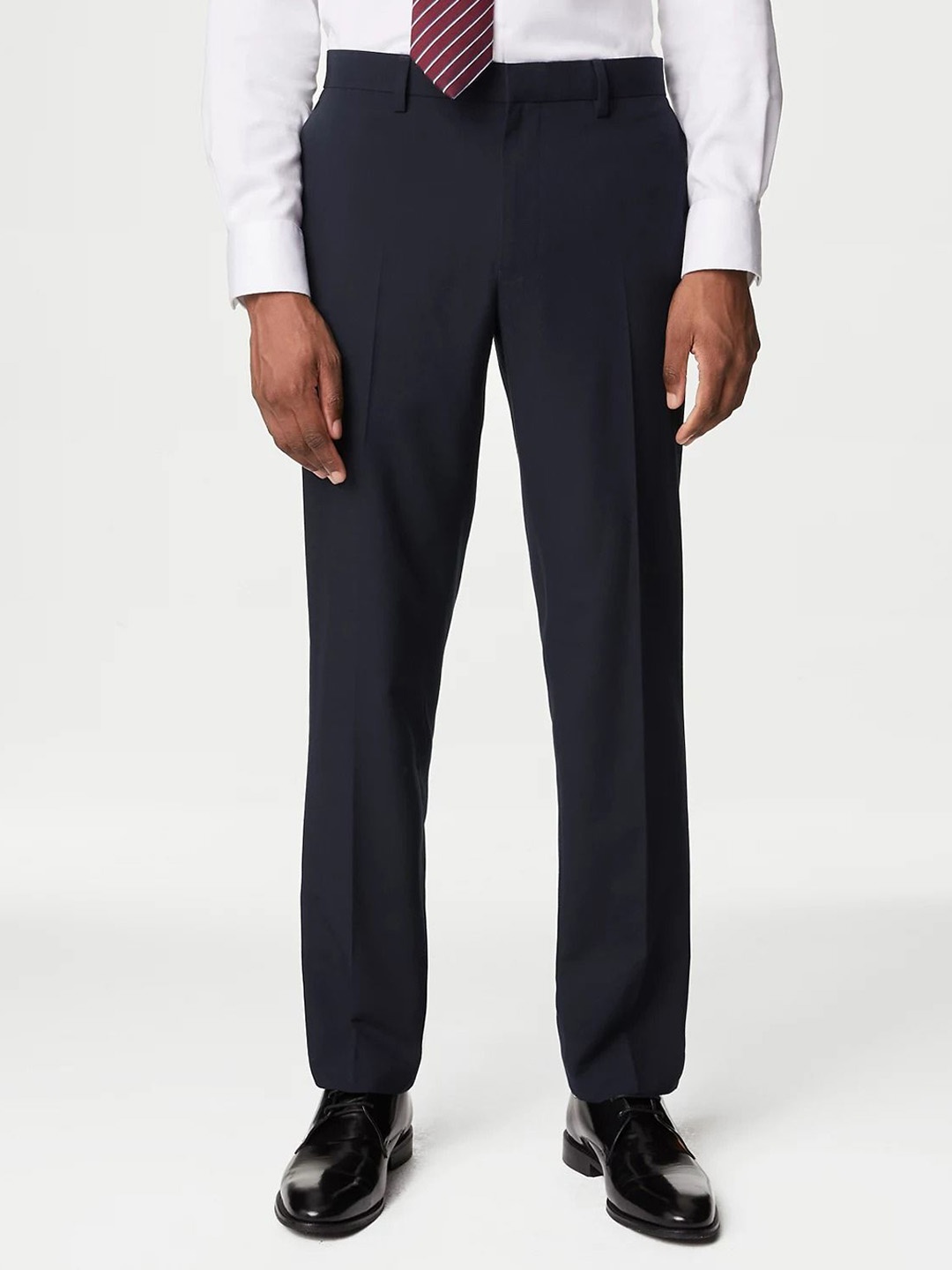 

Marks & Spencer Men Slim Fit Mid-Rise Formal Trousers, Navy blue