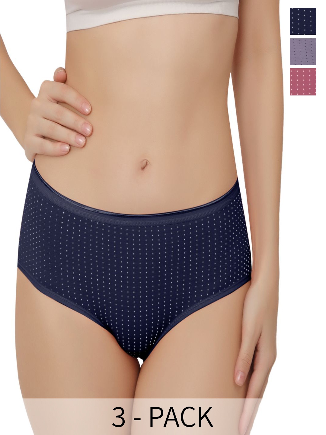 

Bella Voste Pack Of 3 Micro Ditsy Printed Leak-Proof Hipster Briefs, Blue