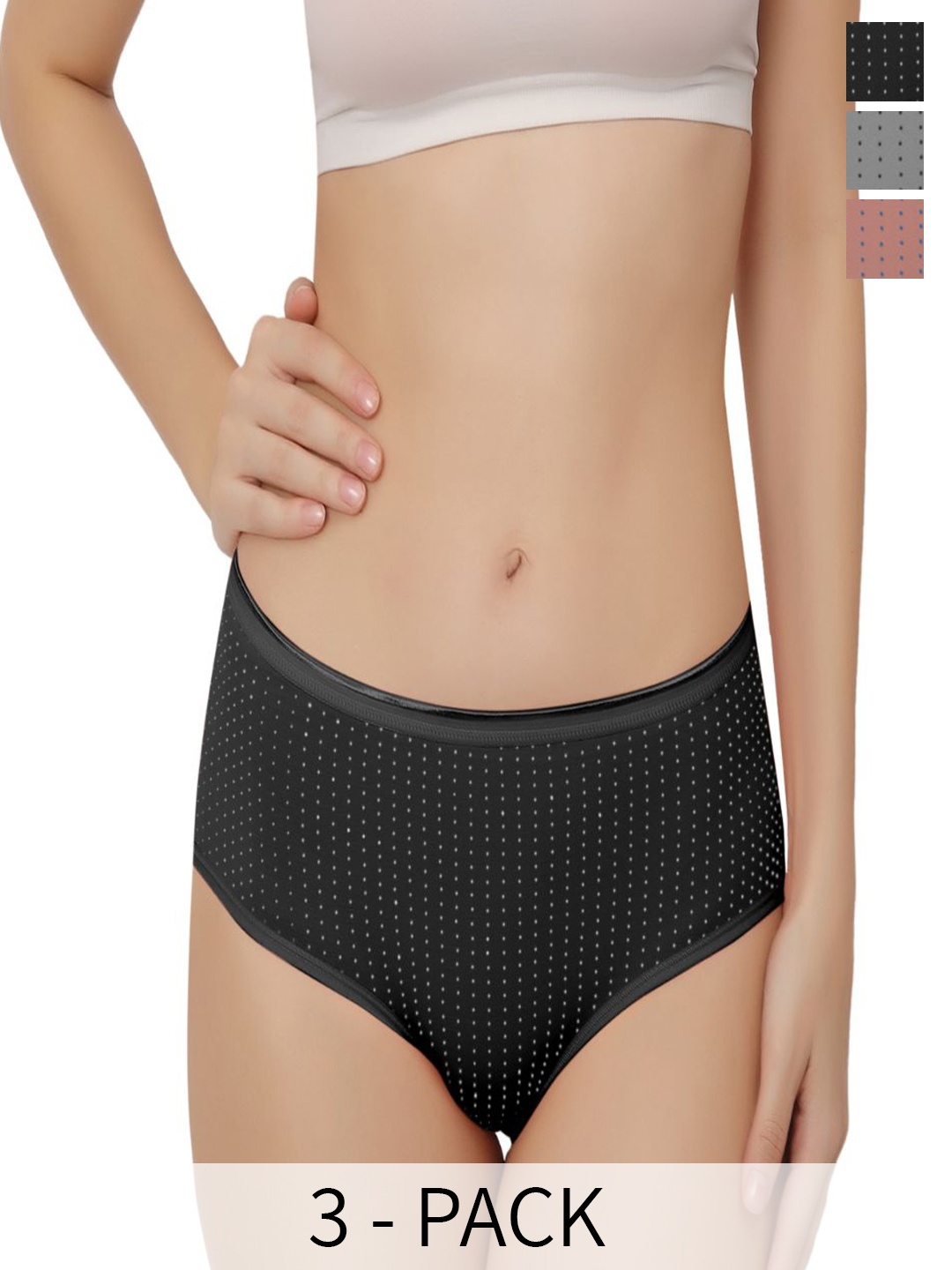 

Bella Voste Pack Of 3 Polka Dots Printed Anti Bacterial Briefs, Brown