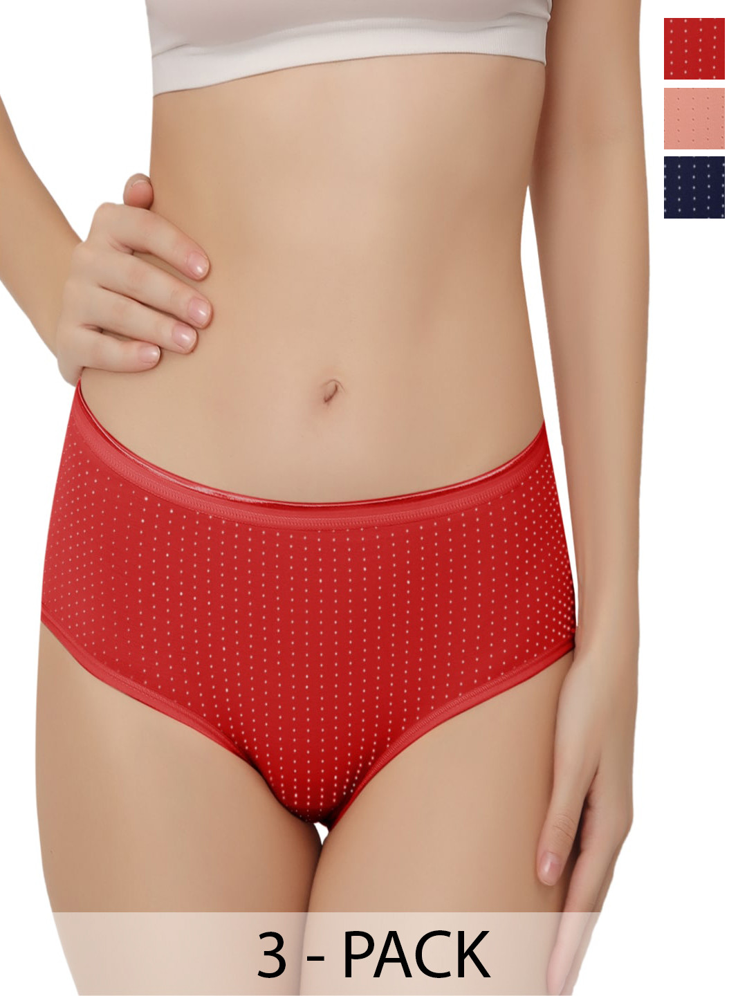 

Bella Voste Pack Of 3 Printed Polka Dots Hipster Briefs, Peach