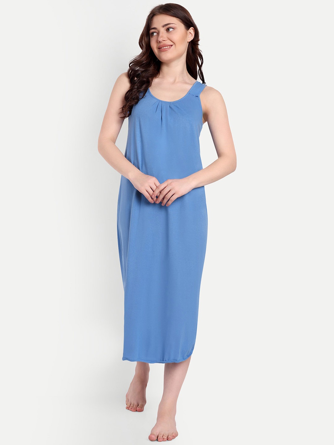 

BLAZON Round Neck Nighty Slip, Blue